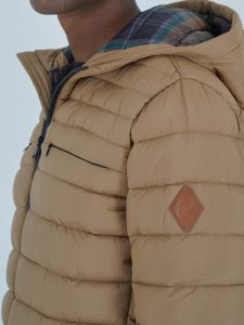 KEJO – Giubbotto Uomo 100 Grammi con Cappuccio con Stampa Interna Camel