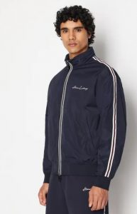 ARMANI EXCHANGE – Blouson Uomo in Nylon con Banda a Contrasto Blu Navy