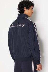 ARMANI EXCHANGE – Blouson Uomo in Nylon con Banda a Contrasto Blu Navy
