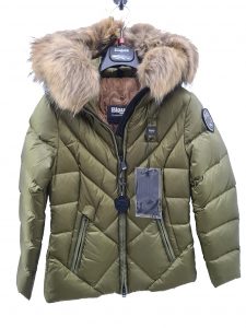 BLAUER – Piumino Donna con Bordo in Pelliccia Removibile Alicia Verde int. Marrone