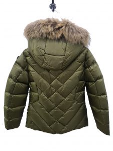 BLAUER – Piumino Donna con Bordo in Pelliccia Removibile Alicia Verde int. Marrone
