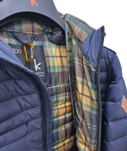 KEJO – Giubbotto Uomo 100 Grammi con Cappuccio con Stampa Interna Blu