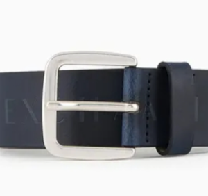ARMANI EXCHANGE – Cintura Uomo in Pelle con Logo Stampato Blu