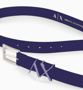 ARMANI EXCHANGE – Cintura in Pelle con Ardiglione Blu