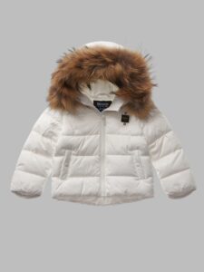BLAUER – Piumino Baby con Bordo in Pelliccia Bianco