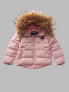 BLAUER – Piumino Baby con Bordo in Pelliccia Rosa