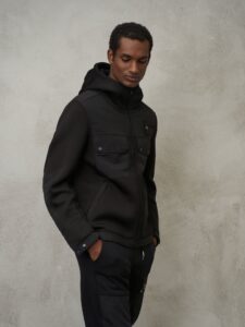 BLAUER – Felpa Uomo in Neoprene e Taslan Nero