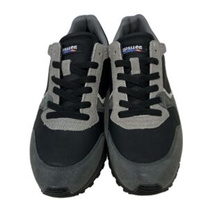 BLAUER – Scarpe Uomo Sneakers in Pelle e Camoscio con Plantare Estraibile Nero/Grigio Scuro