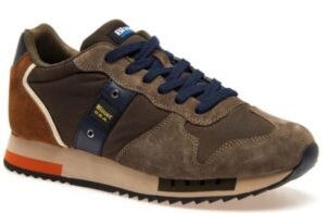 BLAUER – Scarpe Uomo Sneakers in Nylon e Camoscio Militare/Marrone