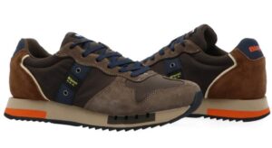BLAUER – Scarpe Uomo Sneakers in Nylon e Camoscio Militare/Marrone