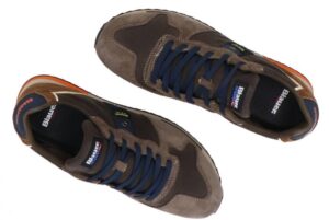 BLAUER – Scarpe Uomo Sneakers in Nylon e Camoscio Militare/Marrone