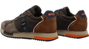BLAUER – Scarpe Uomo Sneakers in Nylon e Camoscio Militare/Marrone