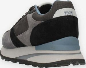 BLAUER – Scarpe Uomo Sneakers in Vera Pelle Scamosciata Grigio Scuro/Nero