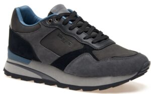 BLAUER – Scarpe Uomo Sneakers in Vera Pelle Scamosciata Grigio Scuro/Nero