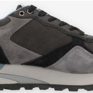 BLAUER – Scarpe Uomo Sneakers in Vera Pelle Scamosciata Grigio Scuro/Nero