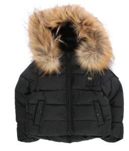 BLAUER – Piumino Baby con Bordo in Pelliccia Nero