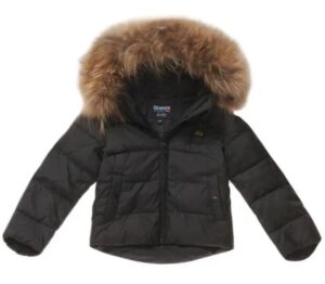 BLAUER – Piumino Baby con Bordo in Pelliccia Nero