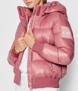 ARMANI EXCHANGE – Piumino Donna con Cappuccio in Tessuto Shiny Rosa
