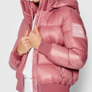 ARMANI EXCHANGE – Piumino Donna con Cappuccio in Tessuto Shiny Rosa
