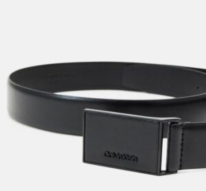 CALVIN KLEIN – Cintura Uomo Leather Inlay Plaque 35mm Nero