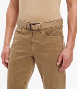 CALVIN KLEIN – Cintura Uomo in Pelle con Logo Goffrato sulla Fibbia Beige