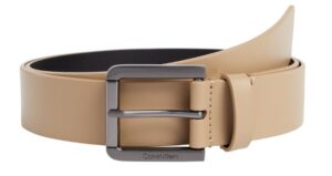 CALVIN KLEIN – Cintura Uomo in Pelle con Logo Goffrato sulla Fibbia Beige