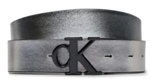 CALVIN KLEIN JEANS – Cintura da Donna Round Mono Belt 30Mm Nero/Argento