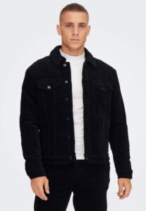 ONLY & SONS – Giubbino Uomo Corduroy Jacket With Teddy Lining Nero