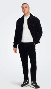 ONLY & SONS – Giubbino Uomo Corduroy Jacket With Teddy Lining Nero