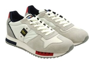 BLAUER – Scarpe Uomo Running Queens Bianco/Rosso/Blu Navy