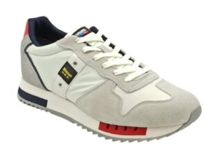 BLAUER – Scarpe Uomo Running Queens Bianco/Rosso/Blu Navy