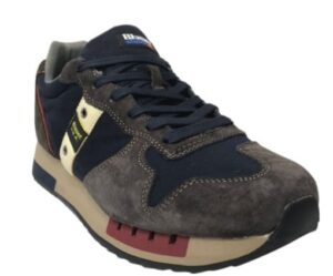BLAUER – Scarpe Uomo Sneakers in Nylon e Camoscio Navy/Blu Navy/Marrone Scuro