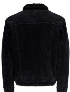 ONLY & SONS – Giubbino Uomo Corduroy Jacket With Teddy Lining Nero