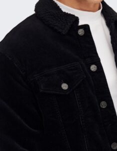 ONLY & SONS – Giubbino Uomo Corduroy Jacket With Teddy Lining Nero