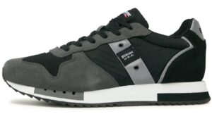 BLAUER – Scarpe Uomo Sneakers in Nylon e Camoscio Nero/Grigio
