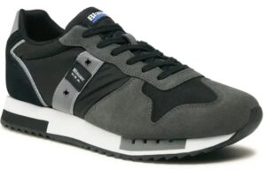 BLAUER – Scarpe Uomo Sneakers in Nylon e Camoscio Nero/Grigio