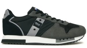 BLAUER – Scarpe Uomo Sneakers in Nylon e Camoscio Nero/Grigio