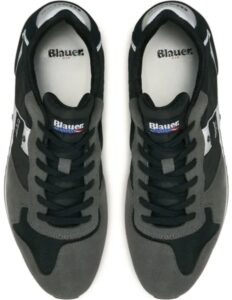 BLAUER – Scarpe Uomo Sneakers in Nylon e Camoscio Nero/Grigio