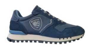 BLAUER – Scarpe Uomo Sneakers in Pelle e Camoscio con Plantare Estraibile Blu