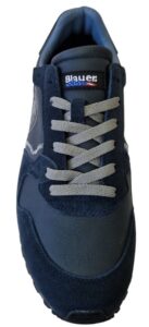 BLAUER – Scarpe Uomo Sneakers in Pelle e Camoscio con Plantare Estraibile Blu