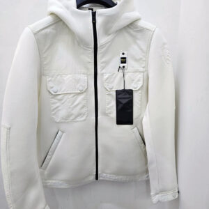 BLAUER – Felpa Uomo in Neoprene e Taslan Bianco