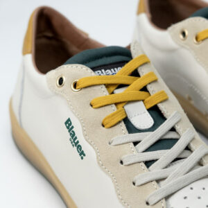 BLAUER – Sneaker Uomo in Pelle Murray Bianco/Verde/Giallo