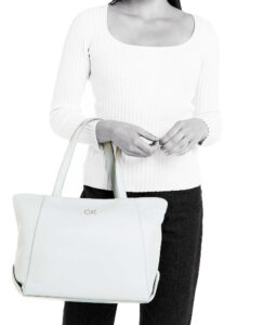CALVIN KLEIN – Borsa Donna Daily Shopper Medium Pebble Bianco