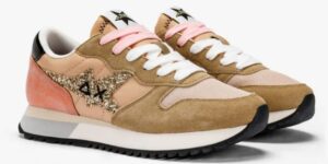 SUN 68 – Scarpe Donna Stargirl Glitter Logo Beige