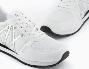 ARMANI EXCHANGE – Sneaker Donna in Microfibra con Logo Argento