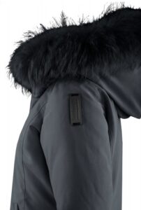 BOMBOOGIE – Giacca imbottita in Piuma Donna con Cappuccio in Pelliccia Nero