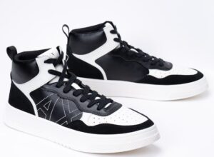 ARMANI EXCHANGE – Scarpe Uomo Sneakers High Top in Ecopelle con Microsuede Nero