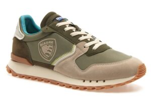 BLAUER – Sneaker Uomo in Ecopelle con Lacci Verde/Ottanio