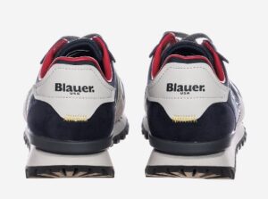BLAUER – Sneaker Uomo in Ecopelle con Lacci Blu Navy/Rosso