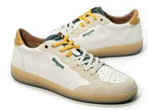 BLAUER – Sneaker Uomo in Pelle Murray Bianco/Verde/Giallo